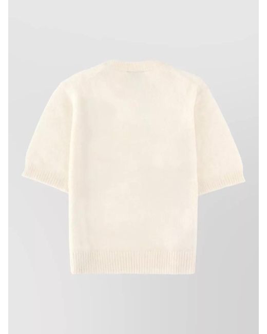 Ganni Multicolor Crew Neck Graphic Print Knit Top
