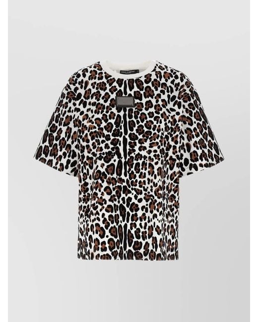 Dolce & Gabbana Black Animal Print Logo T-Shirt