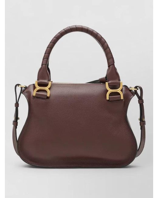 Chloé Brown Shoulder Bag Adjustable Strap Front Flap Handle