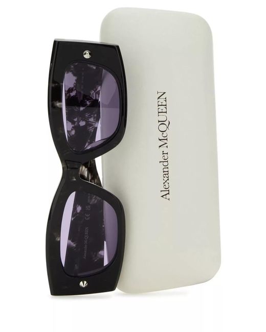 McQueen Black Acetate Square-Frame Sunglasses