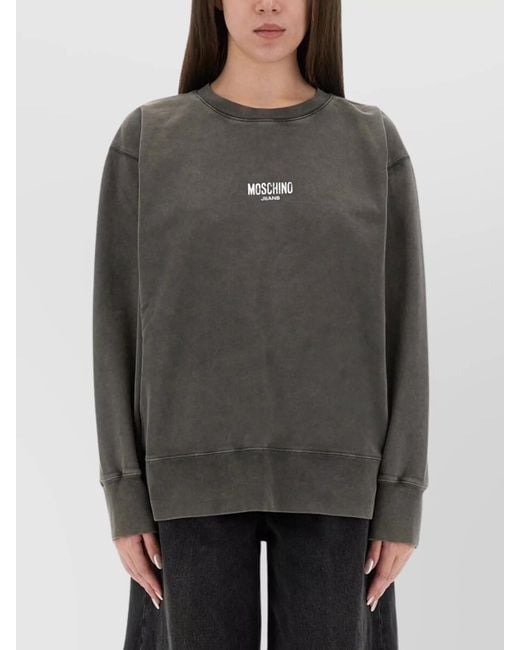 Moschino Gray Regular-Fit Cotton Sweatshirt