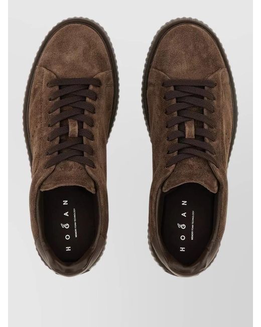 Hogan Brown Suede Lace-Up Sneakers for men