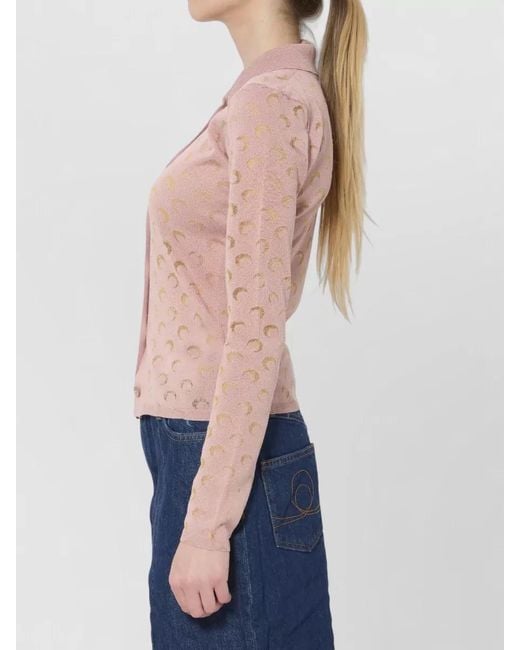 MARINE SERRE Blue Moon Motif Viscose Blend Knit Shirt