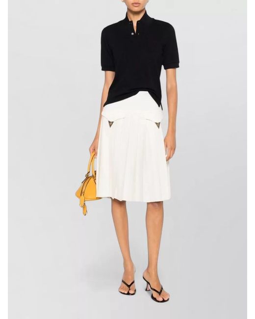 Versace Natural Pleated Midi Skirt