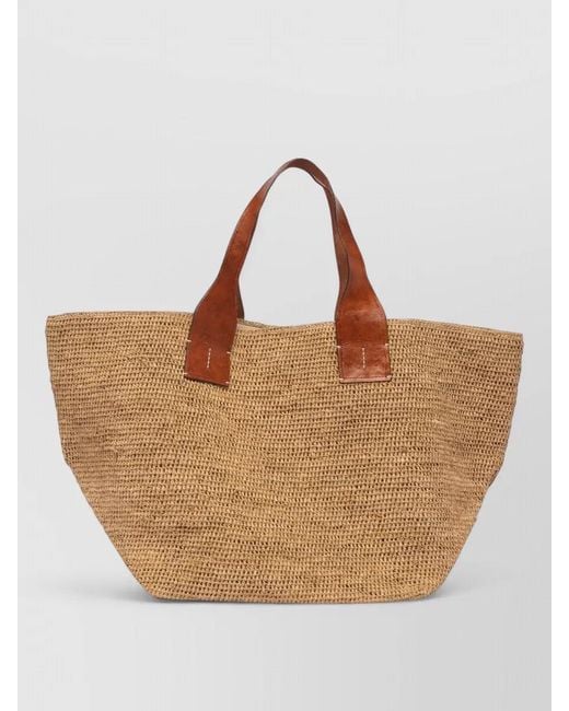 IBELIV Brown Tote Bag Dual Handles Woven Texture