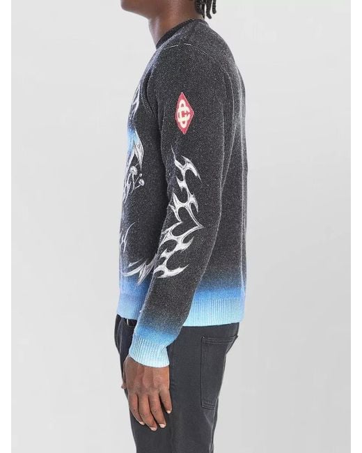 Casablanca Gray Sweater With Blades Print for men