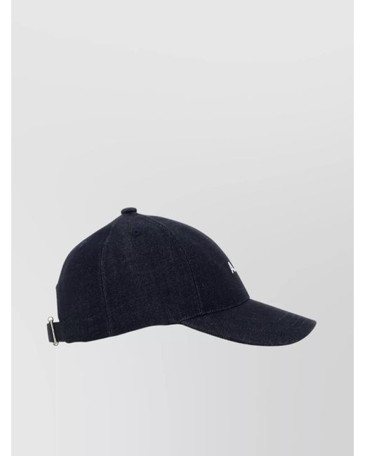 A.P.C. Blue Denim Logo Baseball Cap for men