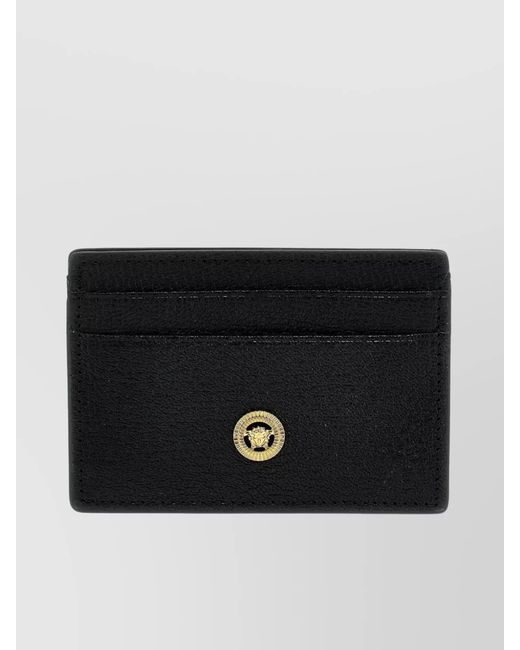 Versace Black Leather Medusa Biggie Card Holder for men