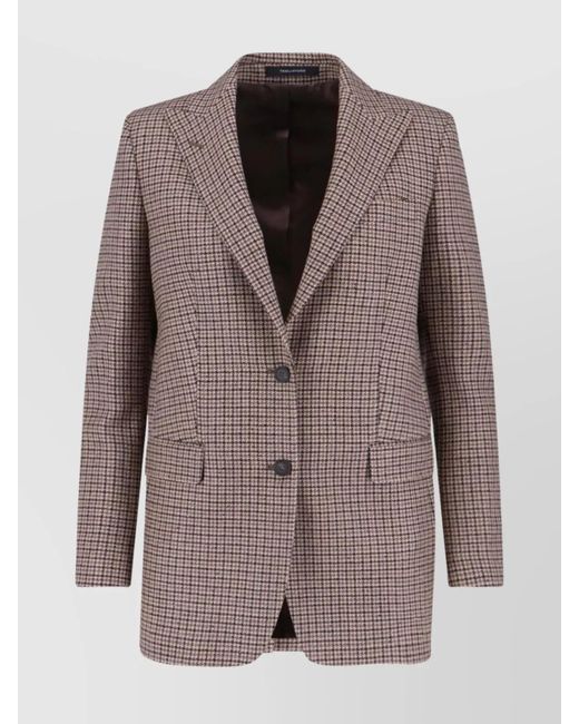 Tagliatore Brown Structured Blazer With Notch Lapel And Back Vent