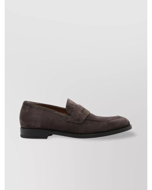 Zegna Multicolor Round Toe Suede Loafers With Penny Strap for men