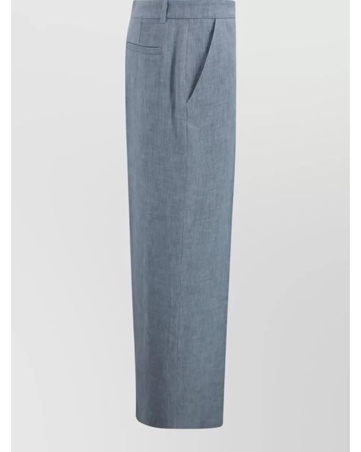 P.A.R.O.S.H. Blue High Waist Trousers Belt Loops Wide Leg