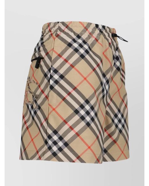 Burberry Multicolor Checkered Straight Shorts Elastic Waistband