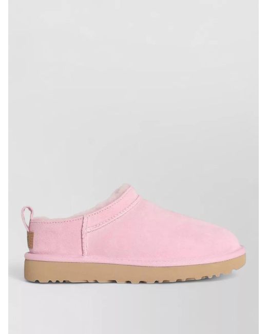 Ugg Pink Micro Suede Boots Pull Tab Rubber Sole
