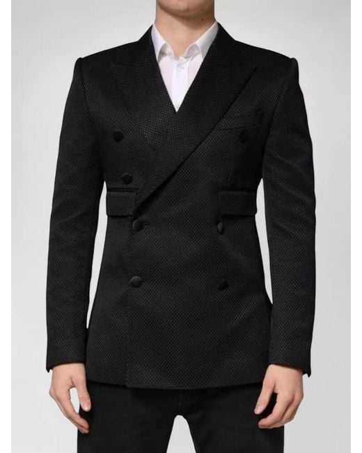 Dolce & Gabbana Black Cotton Double Breasted Blazer Two Buttons for men