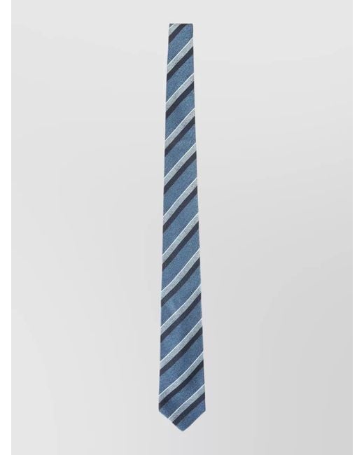 Kiton Blue Wide Tie Diagonal Striped Pattern Design for men