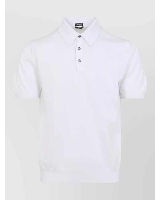 Kiton White Cotton Short-Sleeve Polo Shirt for men