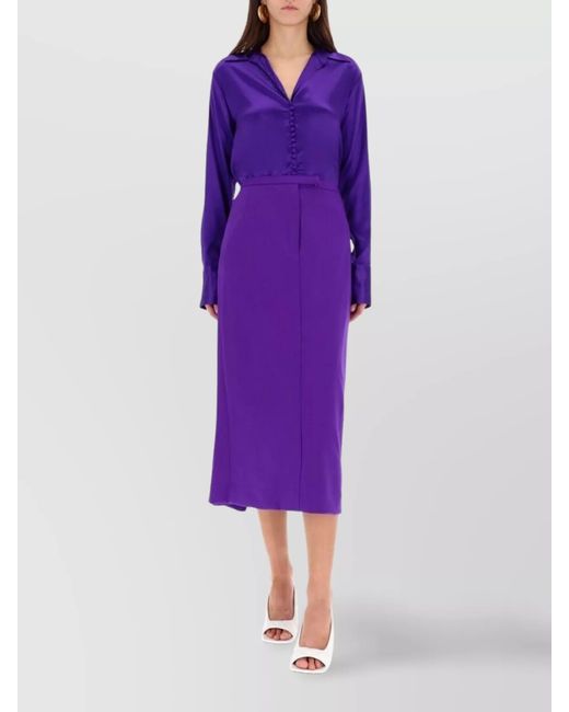 Dries Van Noten Purple Wool High-Rise Midi Skirt
