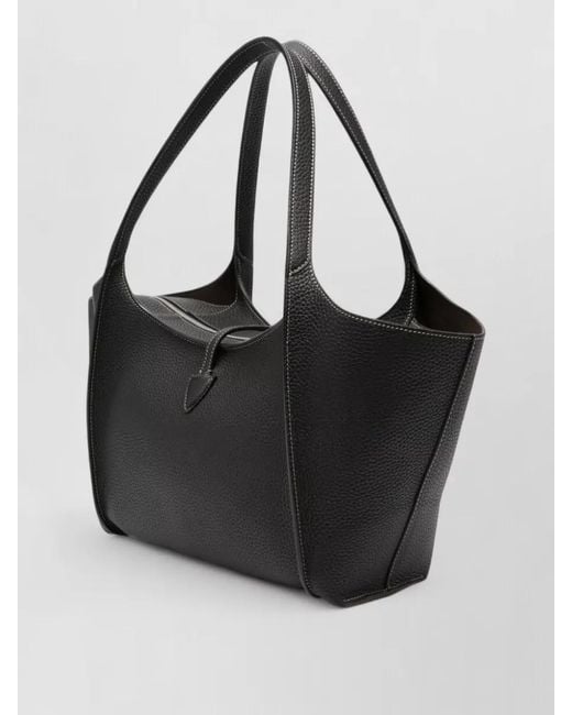 Tod's Black T Small Textured Leather Shoulder Tote
