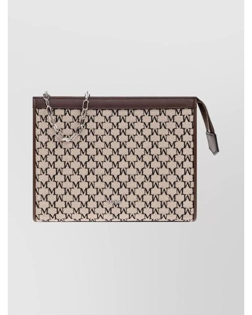 Max Mara Metallic Rectangular Leather Clutch Chain Strap