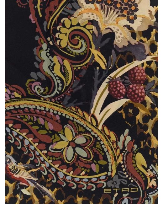 Etro Black Printed Silk Triangle Scarf