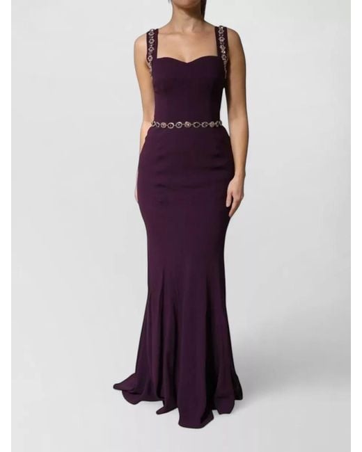 Dolce & Gabbana Purple Embellished Sheath Mermaid Gown Dress