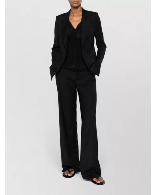Tagliatore Black Double Breasted Suit Tailored Silhouette Peak Lapels