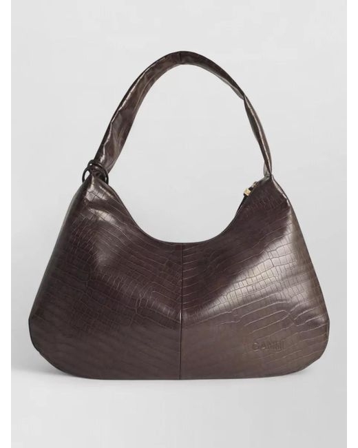 Ganni Brown Bou Xxl Leather Shoulder Bag
