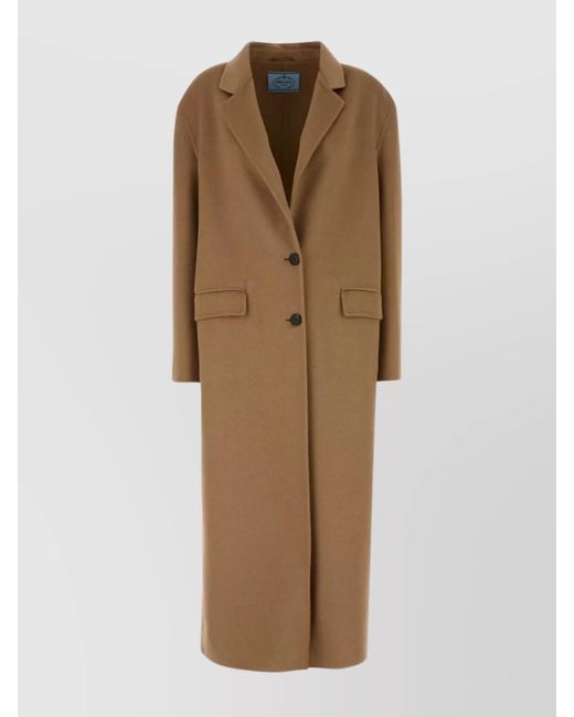 Prada Natural Cashmere Blend Single Breasted Coat
