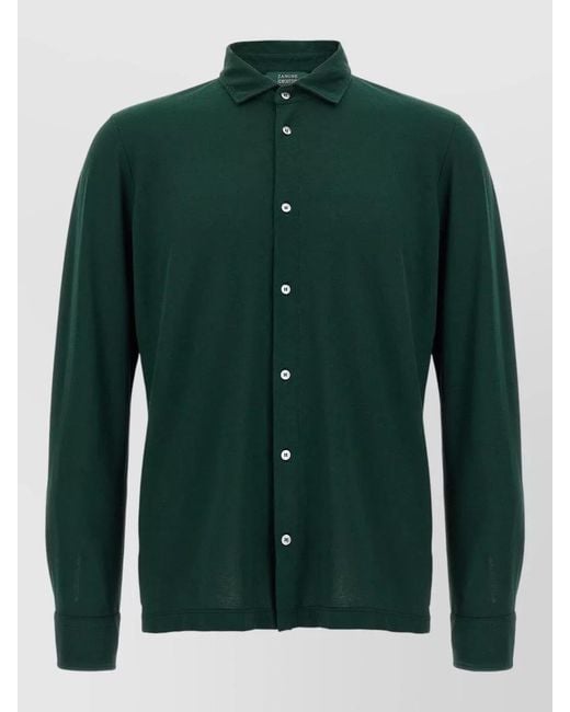 Zanone Green Ice Cotton Shirt Button Down Collar for men