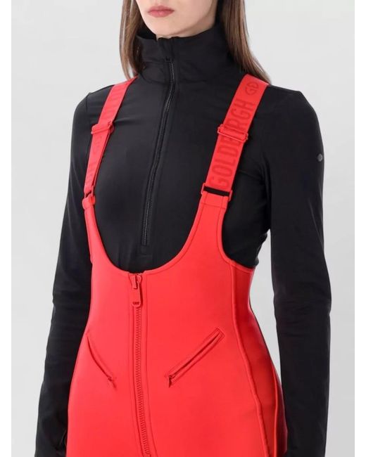 Goldbergh Red Phoebe Ski Trousers Adjustable Straps Snow Catchers