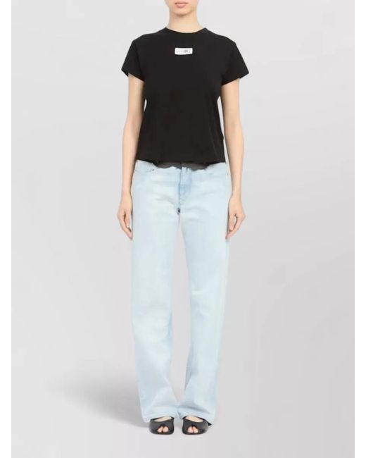 MM6 by Maison Margiela Black Cotton Crew-Neck Short-Sleeve T-Shirt