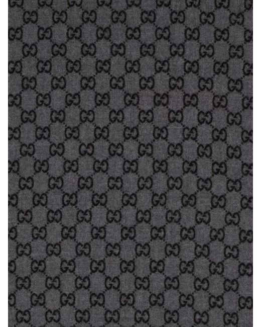 Gucci Black Wool Logo-Jacquard Scarf for men