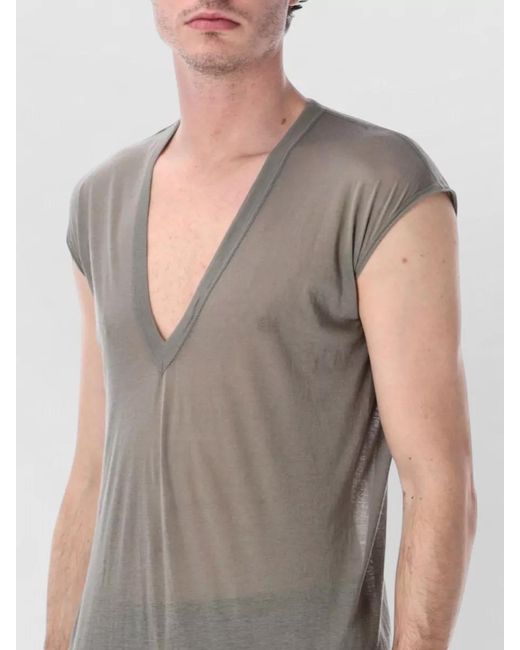 Rick Owens Gray Cotton Sleeveless Deep V Tank Top for men
