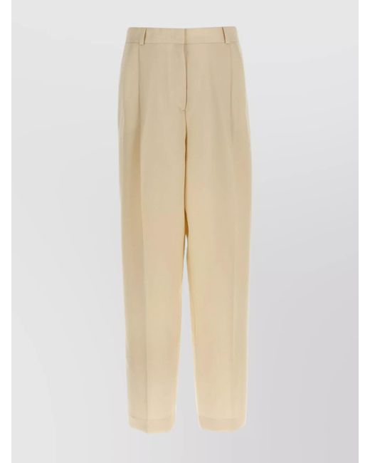Totême  Natural Viscose Trousers With Belt Loops And Pleats