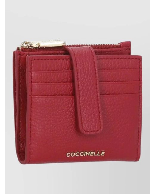 Coccinelle Compact Textured Finish Leather Cardholder Wallet