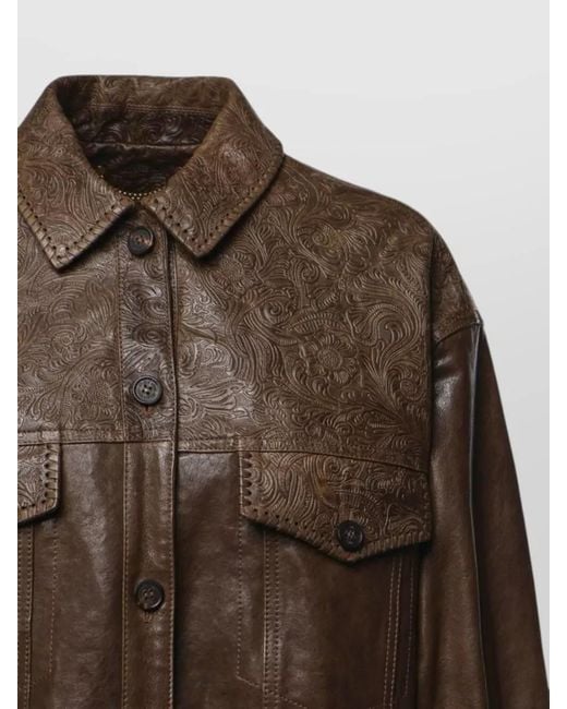 Golden Goose Deluxe Brand Brown Leather Coat