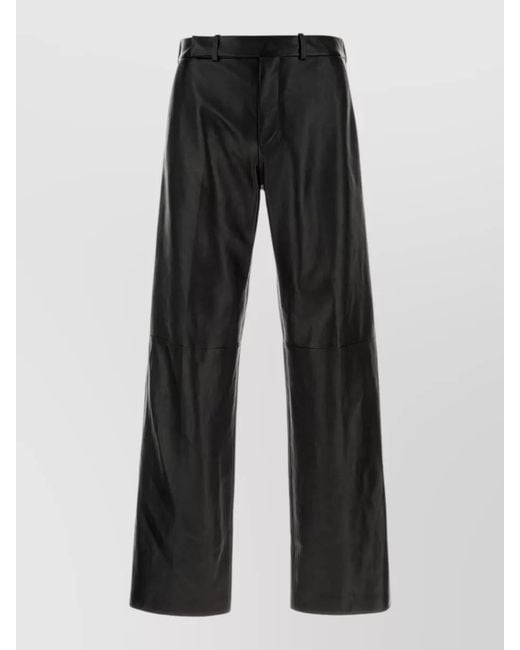 Fendi Black Leather Wide-Leg Trousers for men