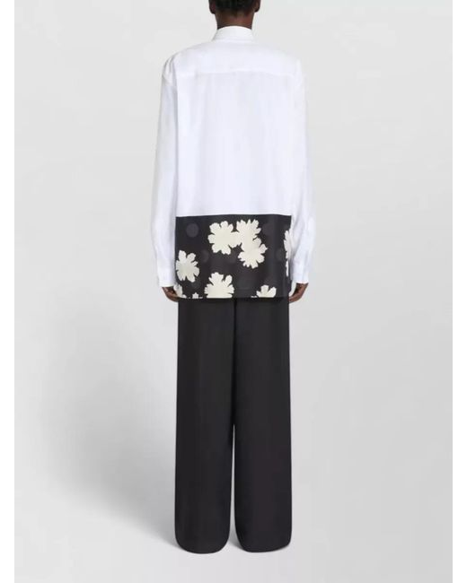 Dries Van Noten White Floral Panel Long Shirt And Trousers for men