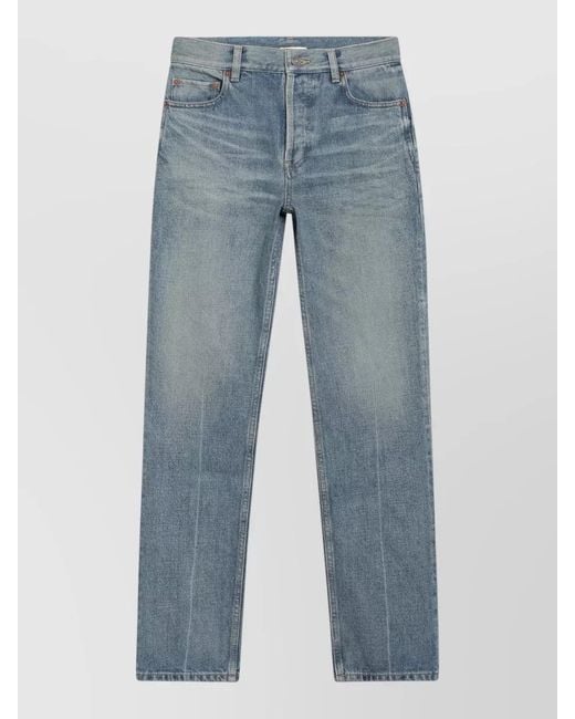 Saint Laurent Blue Denim Jeans Belt Loops Distressed Five Pockets