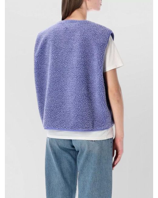 American Vintage Blue Shearling-Effect Cropped Sleeveless Gilet
