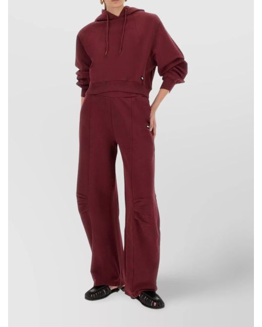 ROTATE BIRGER CHRISTENSEN Red Cropped Cotton Hoodie
