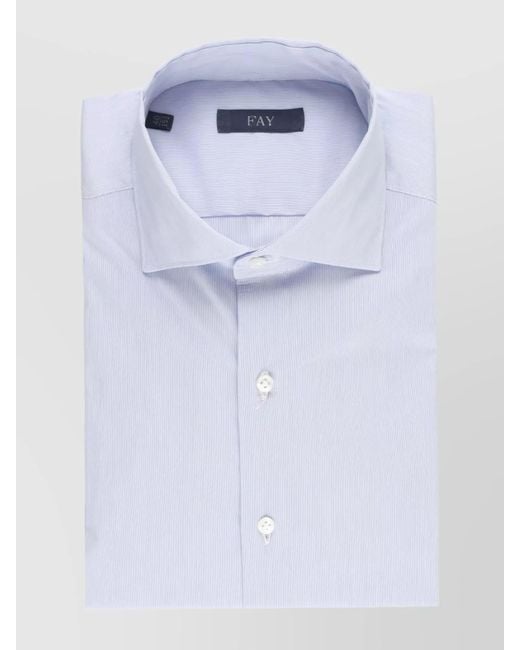 Fay Blue Striped Long Sleeve Shirt With Button Accents for men