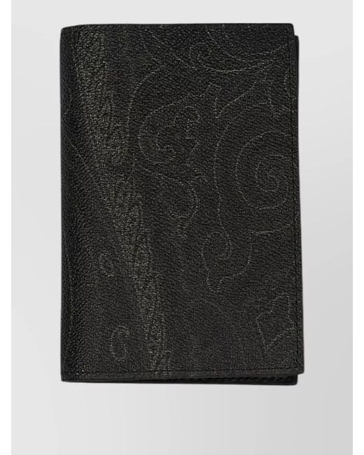 Etro Black Passport Holder Arnica Textured Finish for men