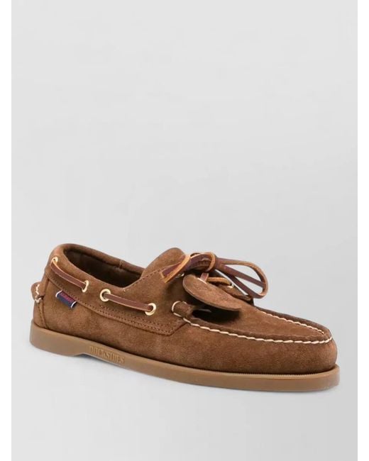 Sebago Brown Portland Artisan Suede Boat Shoes Rubber Sole for men