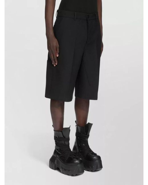 Rick Owens Black Knee Length Shorts Belt Loops Pockets for men