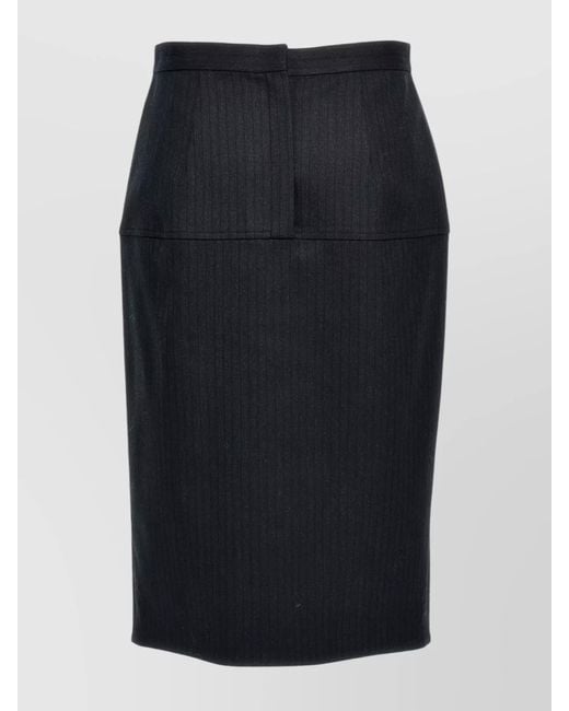 Fendi Blue Pinstriped Wool Pencil Skirt
