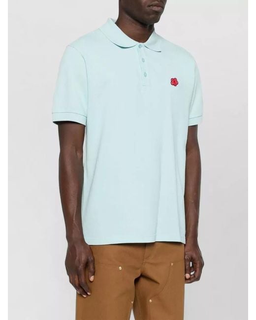KENZO Blue Short-Sleeve Polo Shirt for men