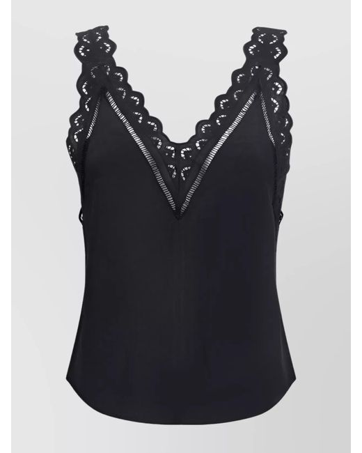 Isabel Marant Black Flowing V-Neck Crepe Top