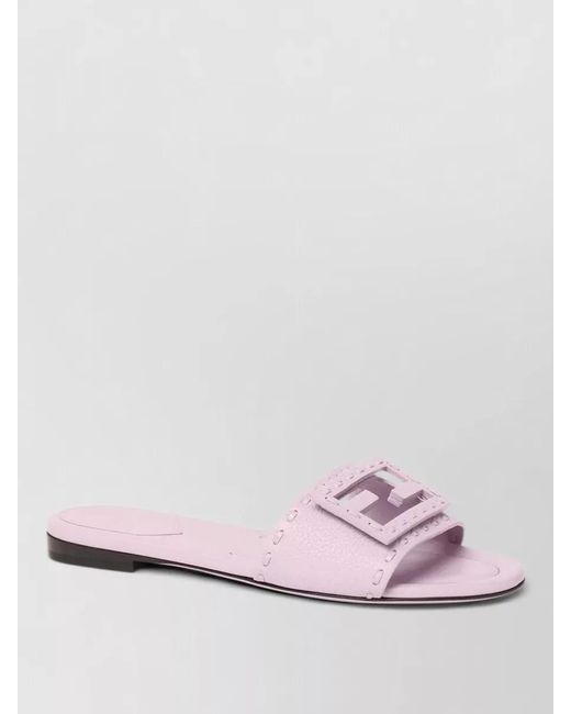 Fendi Pink Silk Nylon Flat Sole Open Toe Slides