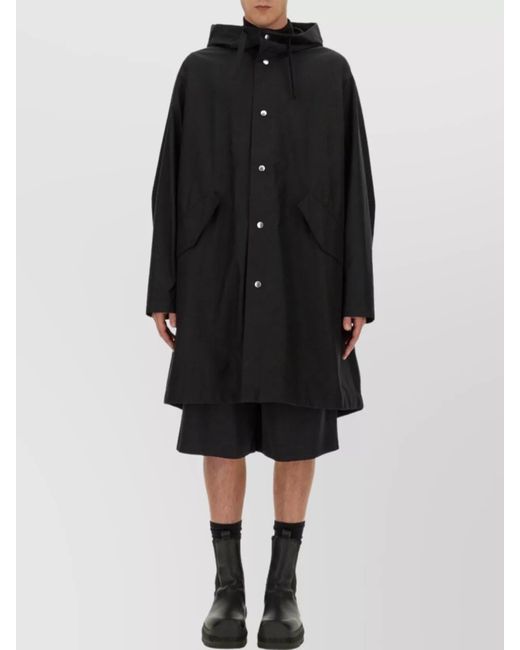Jil Sander Black Cotton Parka Coat for men